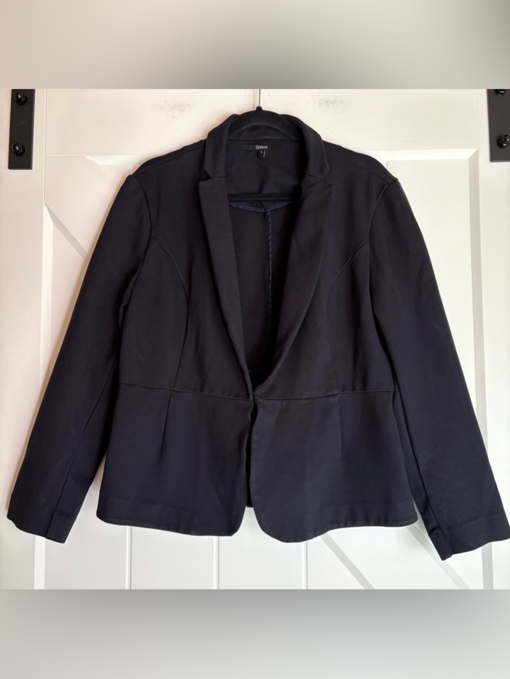 Quince Navy Blazer Stretch Tailored Minimalist Capsule Workwear Middl Closure M